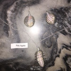 Pink Agate and Sterling Silver Set